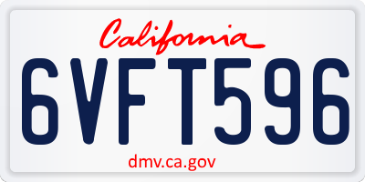 CA license plate 6VFT596