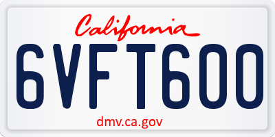 CA license plate 6VFT600