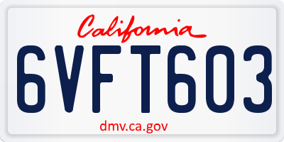 CA license plate 6VFT603