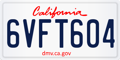 CA license plate 6VFT604