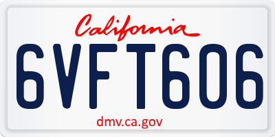 CA license plate 6VFT606