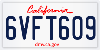 CA license plate 6VFT609