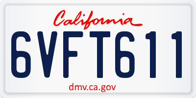 CA license plate 6VFT611