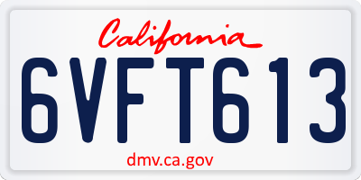CA license plate 6VFT613