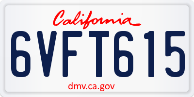 CA license plate 6VFT615