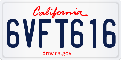 CA license plate 6VFT616