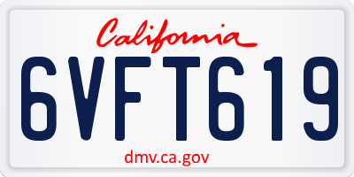 CA license plate 6VFT619