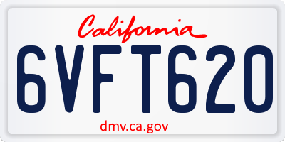 CA license plate 6VFT620