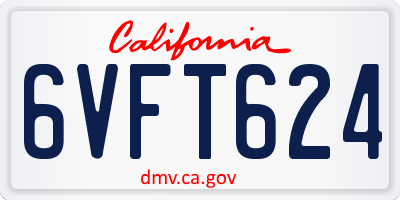CA license plate 6VFT624