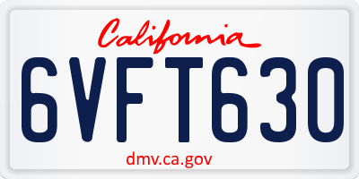 CA license plate 6VFT630