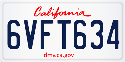 CA license plate 6VFT634