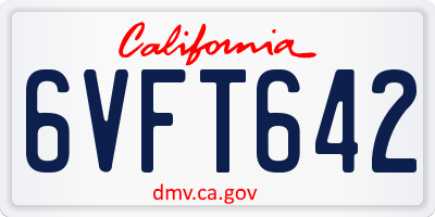 CA license plate 6VFT642