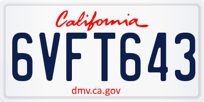CA license plate 6VFT643