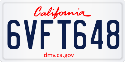 CA license plate 6VFT648