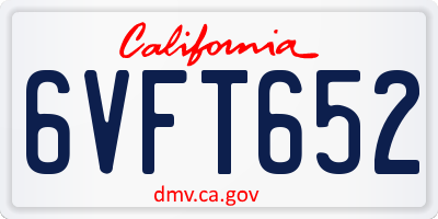 CA license plate 6VFT652