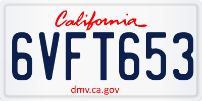 CA license plate 6VFT653