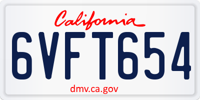 CA license plate 6VFT654