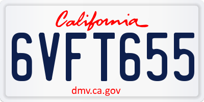 CA license plate 6VFT655