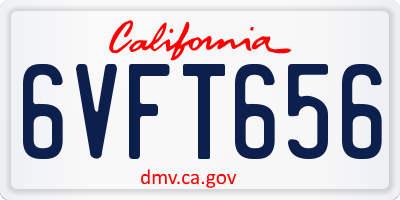 CA license plate 6VFT656
