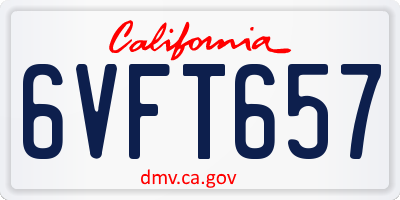 CA license plate 6VFT657