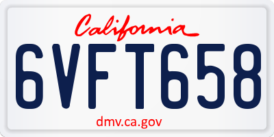 CA license plate 6VFT658