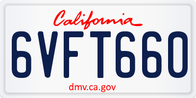 CA license plate 6VFT660