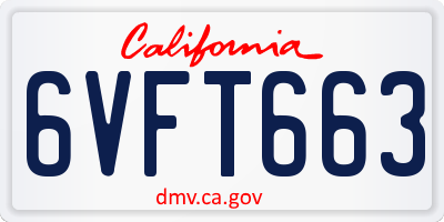 CA license plate 6VFT663