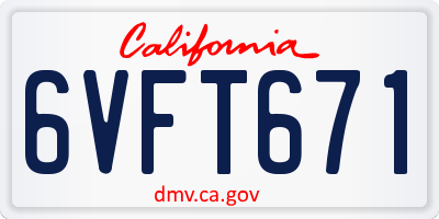 CA license plate 6VFT671