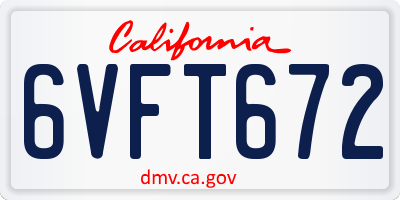 CA license plate 6VFT672