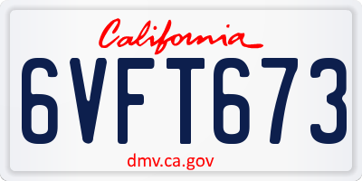 CA license plate 6VFT673
