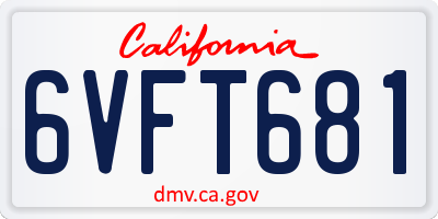 CA license plate 6VFT681