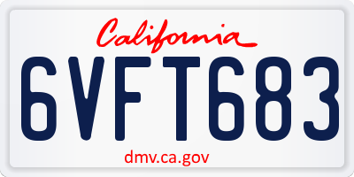 CA license plate 6VFT683