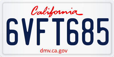 CA license plate 6VFT685