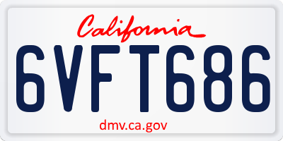 CA license plate 6VFT686