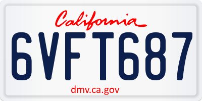 CA license plate 6VFT687