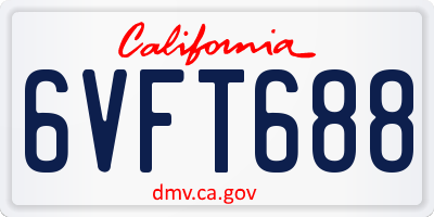 CA license plate 6VFT688