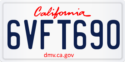 CA license plate 6VFT690