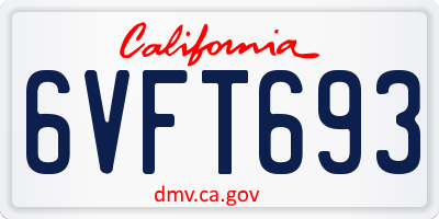 CA license plate 6VFT693