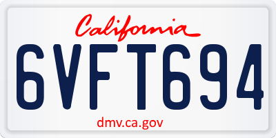 CA license plate 6VFT694