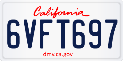 CA license plate 6VFT697