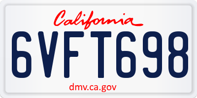 CA license plate 6VFT698