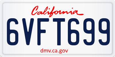 CA license plate 6VFT699