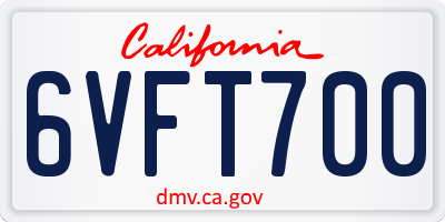 CA license plate 6VFT700