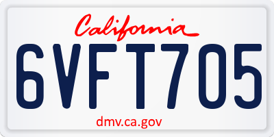 CA license plate 6VFT705
