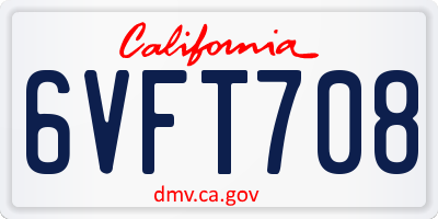 CA license plate 6VFT708