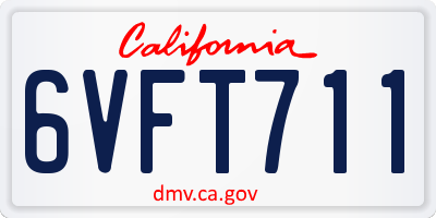 CA license plate 6VFT711