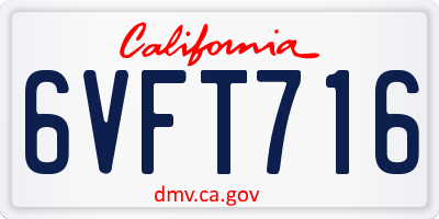 CA license plate 6VFT716