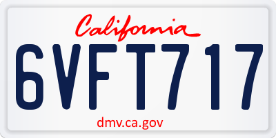 CA license plate 6VFT717