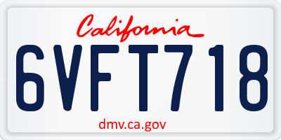 CA license plate 6VFT718