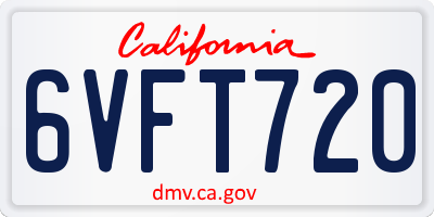 CA license plate 6VFT720
